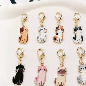 Gold and Multicolor Cat Charms Set
